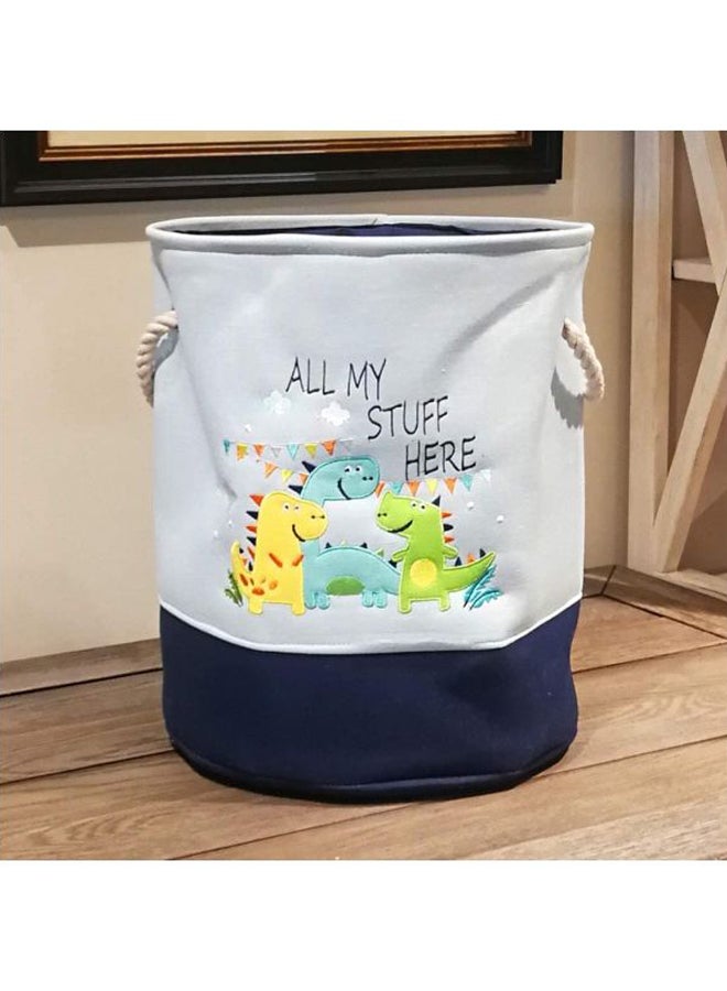 سلة قابلة للطي لتخزين الغسيل بتصميم ديناصور صغير لطيف أزرق/رمادي/أصفر 35x40سم - Image 2