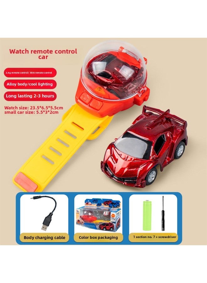 Children's Toys Remote Control Car Watch SUB Charging Light Plush White Rabbit Night Market Stall Toy Supply-Color:390-6 Watch Remote Control Car 【red】 + Screwdriver + 1 Section No. 7 - Image 1