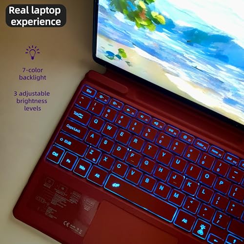 Zoof Keyboard for Microsoft Surface Pro Copilot+ (11th Edition) / Pro 11 / Pro 10/9 / 8 / X, 13 inch, Detachable Type Cover with Touchpad, 7-Color Backlit & Pen Holder (Red) - Image 4