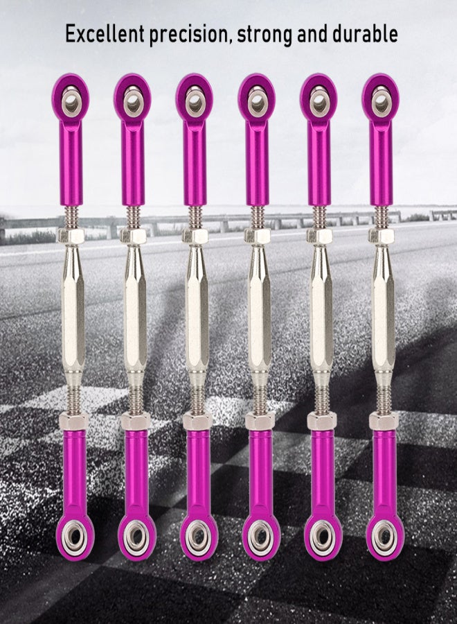 6 pcs 81mm Adjustable Aluminum Servo Links Tie Rod Set for RC Car Accessoriespurple - Image 1