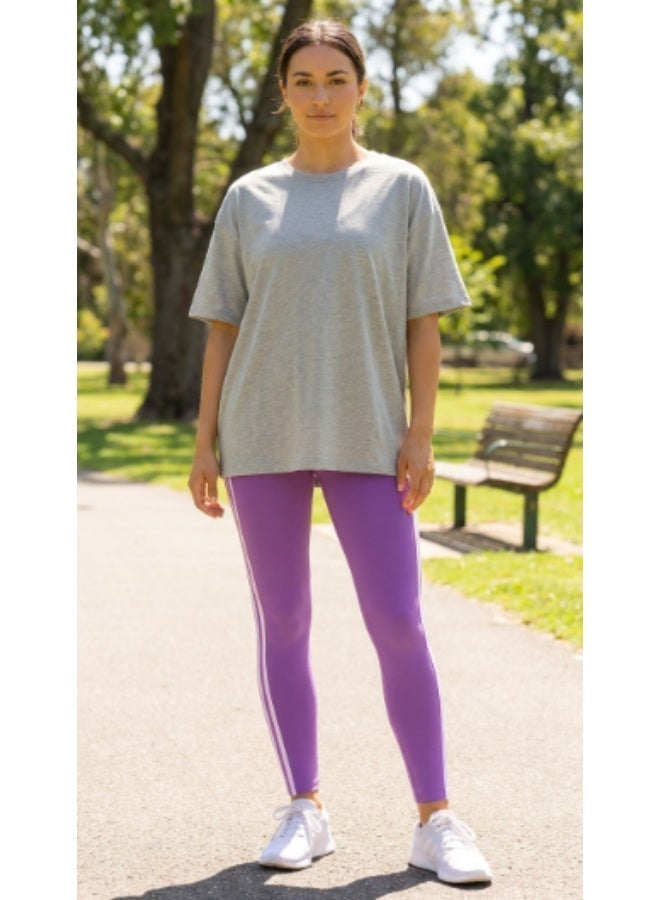 Women's High Waist Three Stripe Leggings Stretch Fitness Pants Breathable Soft Elastic Sports Tights Slim Fit Workout Yoga Running Gym Casual Activewear Full Length Leggings - Image 3