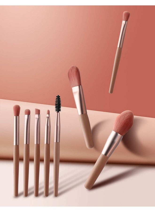 Sky tree Makeup Brush Set for Foundation, Blush, Eye shadow, Eyelash, Lip and Brow, Portable Mini Makeup Brush Set 8 PCS (Pink)  - Image 3