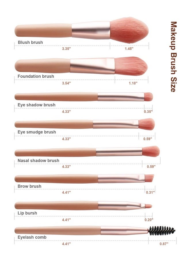 Sky tree Makeup Brush Set for Foundation, Blush, Eye shadow, Eyelash, Lip and Brow, Portable Mini Makeup Brush Set 8 PCS (Pink)  - Image 2