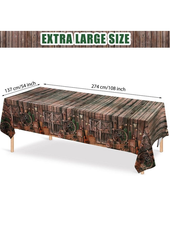 Tiamon 6 Pcs Western Party Tablecloth Western Cowboy Party Table Cover Cowboy Theme Plastic Tablecloth Wild West Wooden House Table Cover for Western Theme Birthday Party Supplies - Image 2
