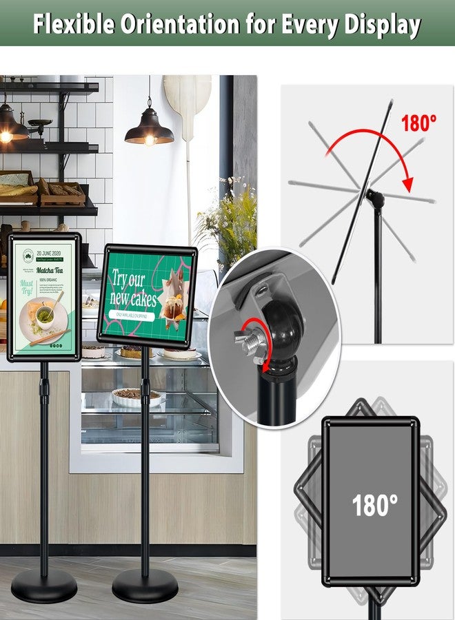 Mutualsign 11x17 inches Poster Stand Holder Adjustable Pedestal Floor Standing Sign Holder Vertical and Horizontal View Sign Display, Aluminum Snap Open Frame with Safety Corner, Black - Image 3