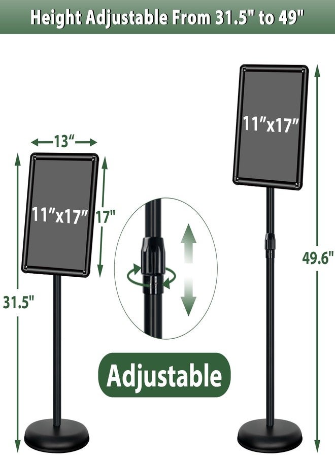Mutualsign 11x17 inches Poster Stand Holder Adjustable Pedestal Floor Standing Sign Holder Vertical and Horizontal View Sign Display, Aluminum Snap Open Frame with Safety Corner, Black - Image 2