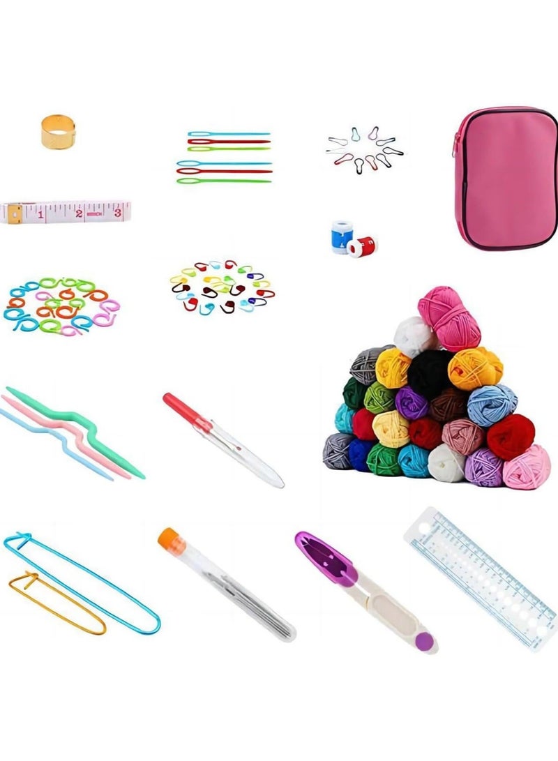 WALALLA 127-piece crochet set, Crochet Kits for Beginners Adults Include Yarn Ergonomic Crochet Hooks Needle Crochet Starter Kits Knitting Craft, Multicolor - Image 2