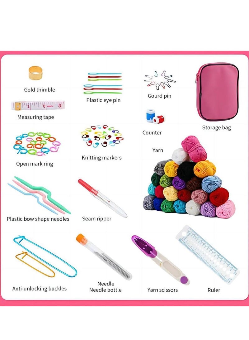 WALALLA 127-piece crochet set, Crochet Kits for Beginners Adults Include Yarn Ergonomic Crochet Hooks Needle Crochet Starter Kits Knitting Craft, Multicolor - Image 3