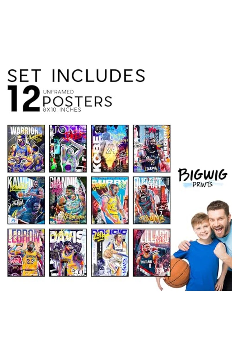 BigWig Prints Basketball Posters - Nba Posters, Basketball Room Decor, Nba Room Decor, Steph Curry, Kobe Bryant Wall Art, Kevin Durant, Lebron Wall Art, Warriors, Lakers - Unframed Set of 12 (8x10) - Image 3