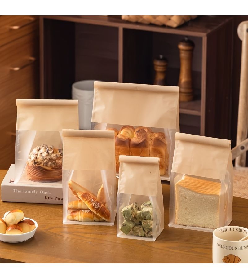 Small Size Wire Edge Kraft Paper Baking Bread Bags With Transparent Window 30 Pack 13x28 Plus 10 Cm - Image 5