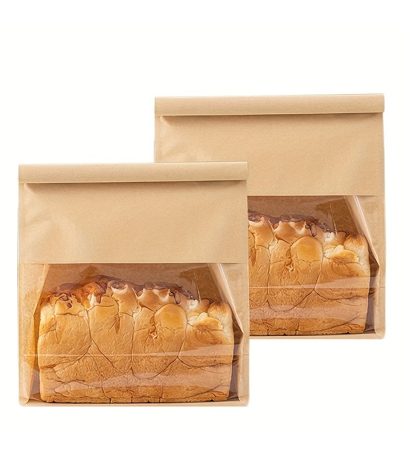 Small Size Wire Edge Kraft Paper Baking Bread Bags With Transparent Window 30 Pack 13x28 Plus 10 Cm - Image 2