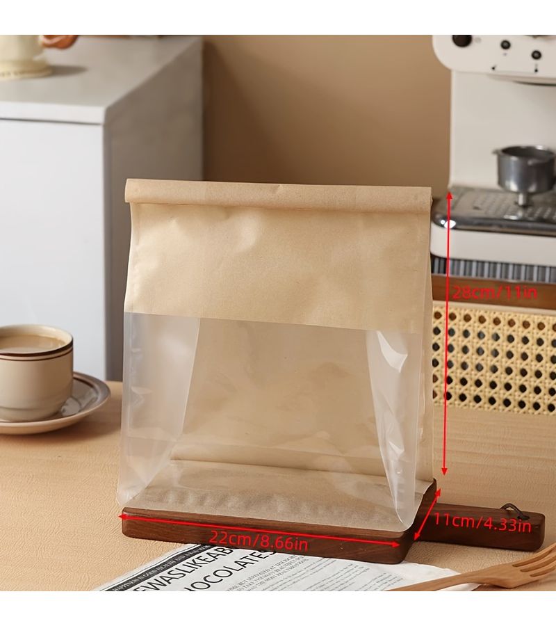 Small Size Wire Edge Kraft Paper Baking Bread Bags With Transparent Window 30 Pack 13x28 Plus 10 Cm - Image 1
