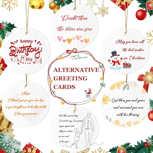 AMONE Sublimation Ceramic Ornaments - Bulk White Round Porcelain Ornament Blanks for Heat Press Printing - Personalized Xmas Tree Keepsake Crafts Gift - Image 3