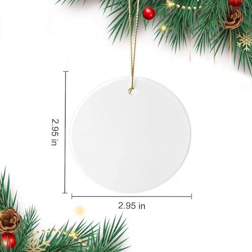 AMONE Sublimation Ceramic Ornaments - Bulk White Round Porcelain Ornament Blanks for Heat Press Printing - Personalized Xmas Tree Keepsake Crafts Gift - Image 2