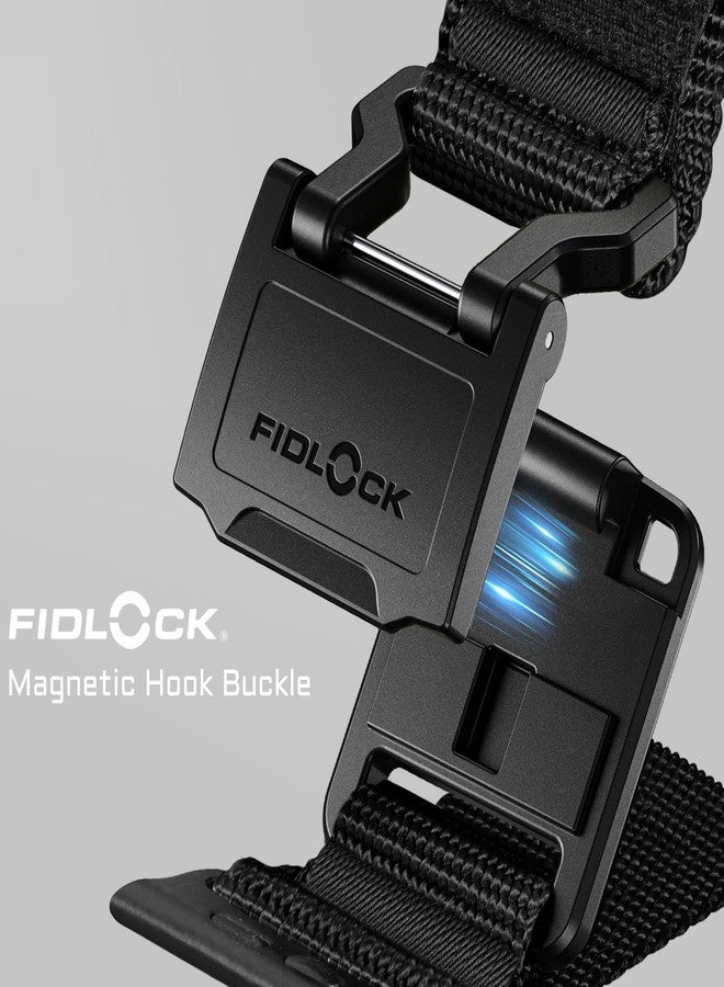 Bandletic سوار Bandletic متوافق مع ساعة Apple Watch Ultra/Ultra 2 مقاس 49 مم، مزود بإبزيم مغناطيسي Fidlock، سوار رياضي ناعم من النايلون يسمح بمرور الهواء، متوافق مع ساعات iWatch Series 10 مقاس 46 مم (9/8/7) و45 مم (SE/6/5/4) و44 مم (3/2/1) و42 مم، لون أسود - Image 3
