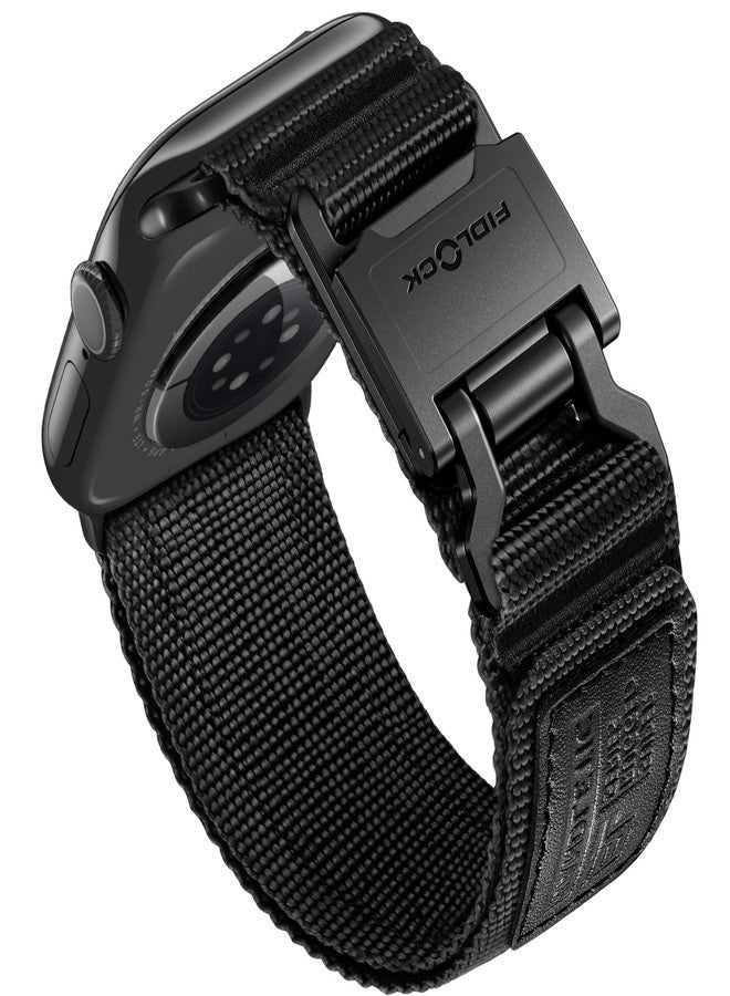 Bandletic سوار Bandletic متوافق مع ساعة Apple Watch Ultra/Ultra 2 مقاس 49 مم، مزود بإبزيم مغناطيسي Fidlock، سوار رياضي ناعم من النايلون يسمح بمرور الهواء، متوافق مع ساعات iWatch Series 10 مقاس 46 مم (9/8/7) و45 مم (SE/6/5/4) و44 مم (3/2/1) و42 مم، لون أسود - Image 1