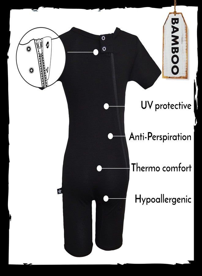 JOF Berlin Body Zipper For Kids | Black | 3-5 Years Old | Onesie Bodyshort With Zipper | Adaptive Clothing For Children With Special Needs | Short Sleeve Short Leg Zipback Jumpsuit - Image 5
