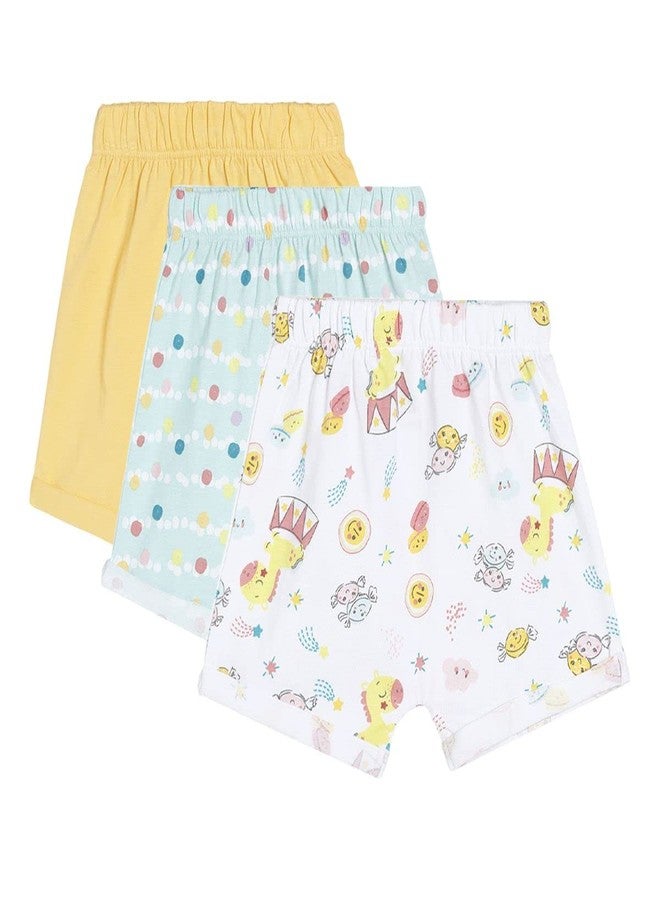 miniklub Baby Knitted Cotton Multi Color Short, Pack Of 3 (3-6M) - Image 1