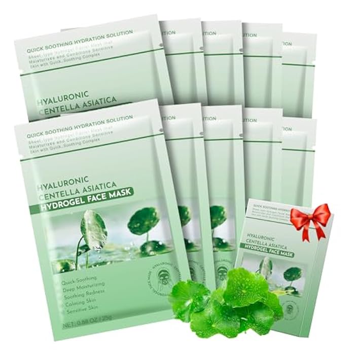 IREV Calming Mask for Face, Centella Asiatica Calming Mask, Facial Masks with Aloe Hyaluronic Acid for Sensitive Skin,Soothing,Anti Aging Face Mask,Face Masks Skincare,Hydrating Sheet Facial Masks 10 pack - Image 1