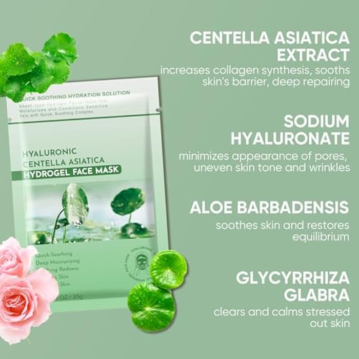 IREV Calming Mask for Face, Centella Asiatica Calming Mask, Facial Masks with Aloe Hyaluronic Acid for Sensitive Skin,Soothing,Anti Aging Face Mask,Face Masks Skincare,Hydrating Sheet Facial Masks 10 pack - Image 5
