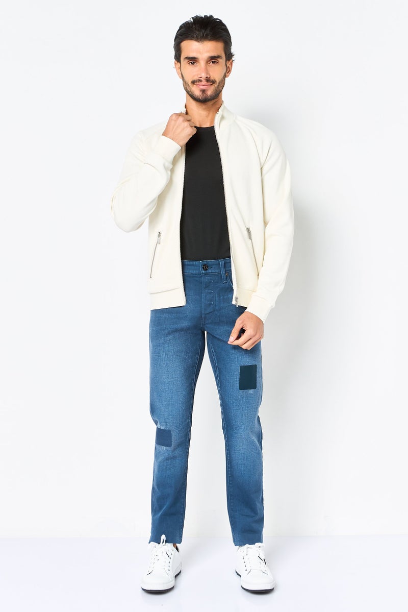 Celio Men Mock Neck Long Sleeve Textured Sweatshirt, Off White - Image 4