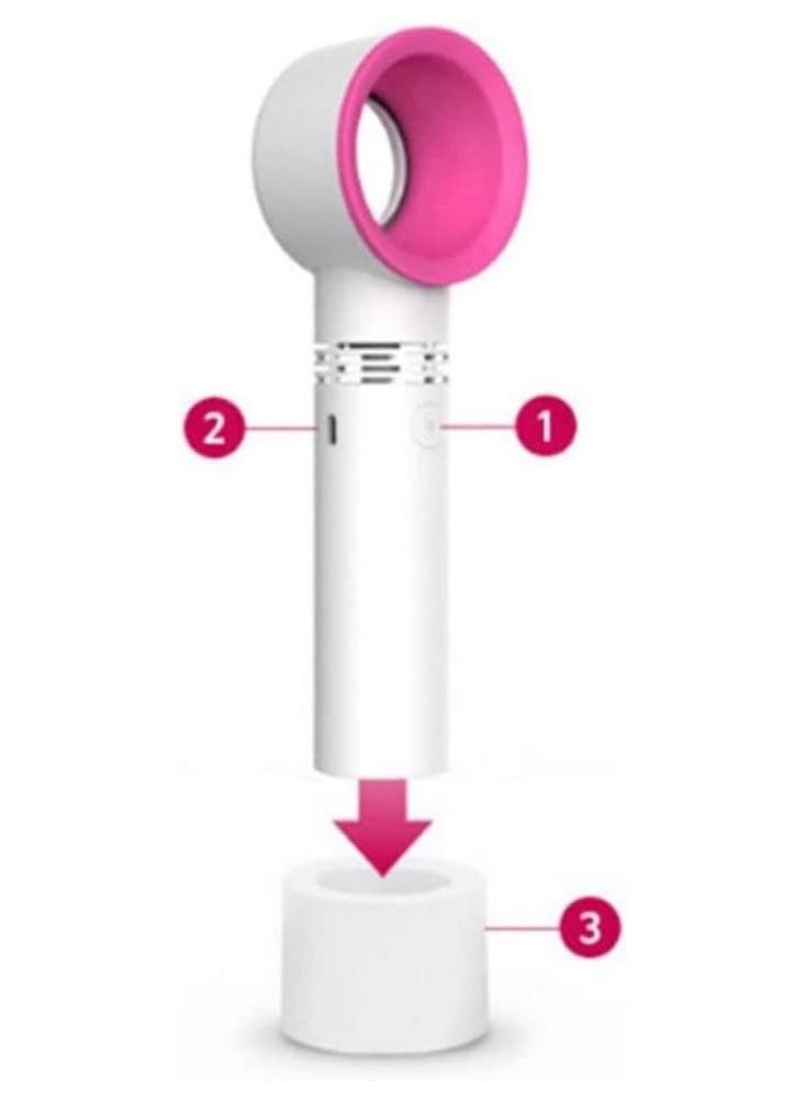 JOLLITY LLC - Portable Fan USB Rechargeable Bladeless Fan Handheld Mini Cooler No Leaf Handy Fan With 3 Fan Speed Level LED Indicator - Image 1