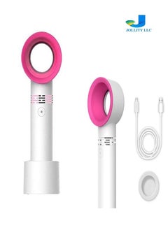 Portable Fan USB Rechargeable Bladeless Fan Handheld Mini Cooler No Leaf Handy Fan With 3 Fan Speed Level LED Indicator