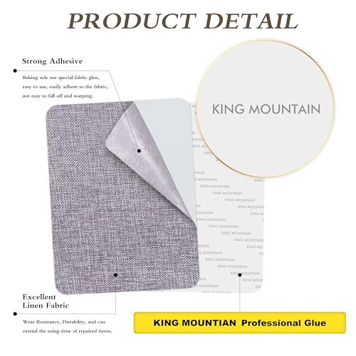 KING MOUNTAIN Coarse Linen Repair Patches, Self-Adhesive Linen Fabric Patches, 8X11 inch Extra Size, Multi Color.Can be Used for Linen Sofa Repair (8" x 11",Light Grey) - Image 2