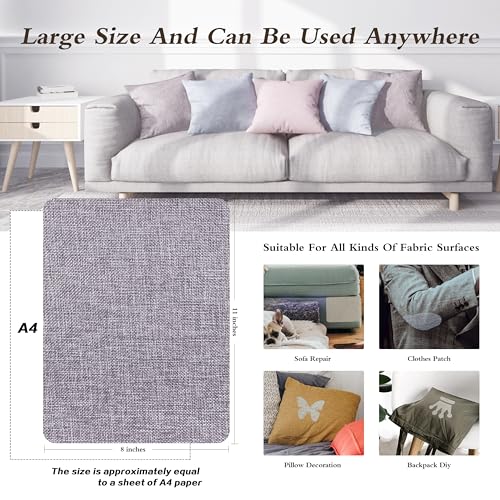 KING MOUNTAIN Coarse Linen Repair Patches, Self-Adhesive Linen Fabric Patches, 8X11 inch Extra Size, Multi Color.Can be Used for Linen Sofa Repair (8" x 11",Light Grey) - Image 4