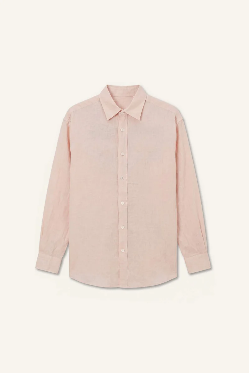 Relax Fit Shirt Collar Linen Blended Long Sleeve Shirt
