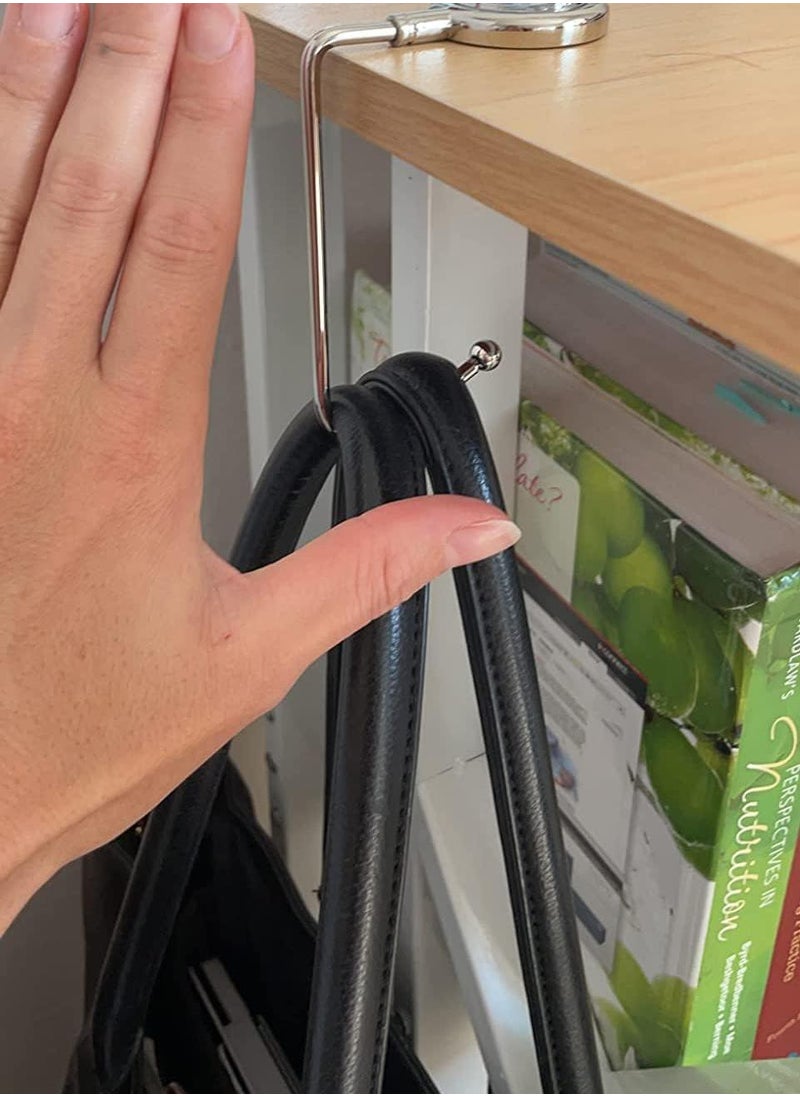 Sweet seven 2 Pack Purse Hook Long Handbag Hanger for Table Desk Creative Portable Bag Holder Under Counter Handbags Hook for Women Girl  - Image 2