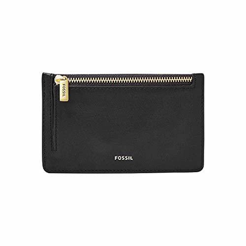 Fossil Womens Logan Leather Wallet Slim Minimalist Zip Card Case with Keychain Black Model SL7925001 - Image 1