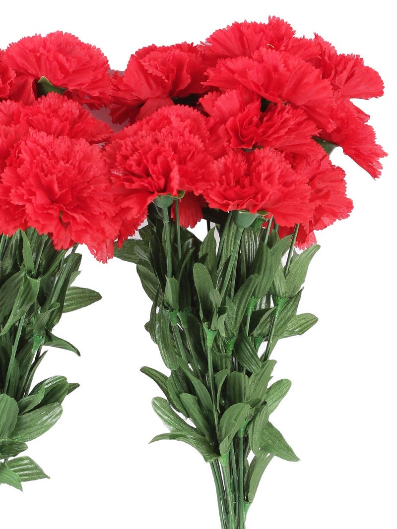 Fourwalls Artificial Decorative Carnation Flower Bunches (18 flowers, 50 cm tall, Red) - Image 2