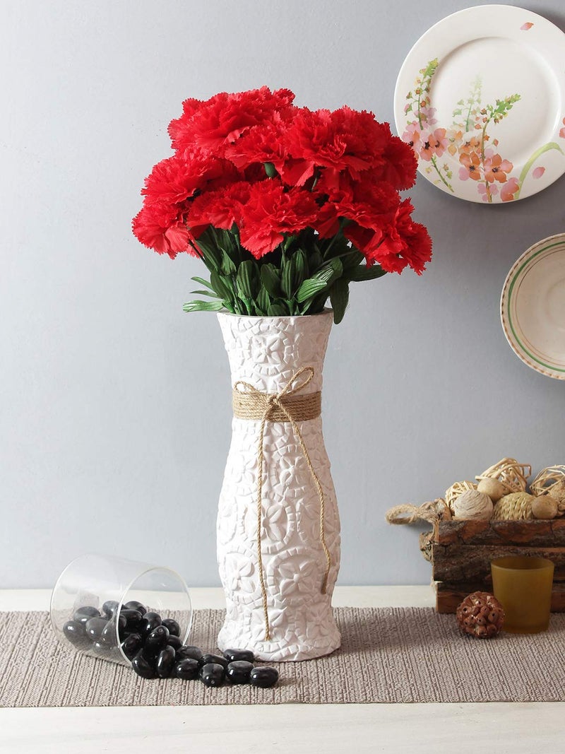 Fourwalls Artificial Decorative Carnation Flower Bunches (18 flowers, 50 cm tall, Red) - Image 4