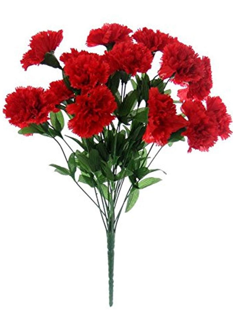 Fourwalls Artificial Decorative Carnation Flower Bunches (18 flowers, 50 cm tall, Red) - Image 3