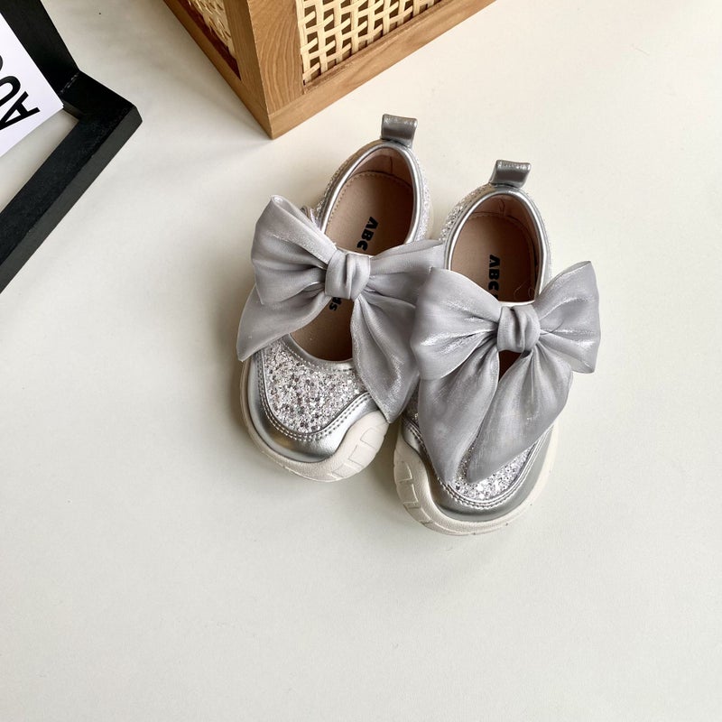 Girl'S Leather Shoes 2025 Spring New Children'S Bow Mary Jane Princess Shoes Little Girl'S Shiny Soft Sole Shoes - Image 1