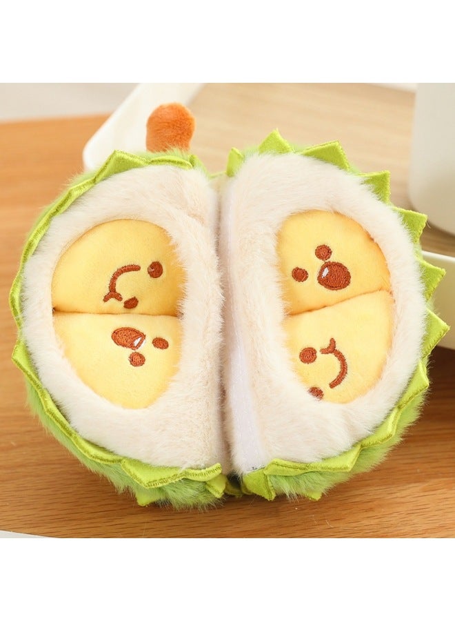 Genuine Durian Doll Unzip Toy Removable Durian Meat Plush Toy Tearable Creative Simulation Gift-Specifications:17* 13cm 【genuinely Authorized】 0.1kg-Color:Half Durian 【detachable】 Green - Image 1