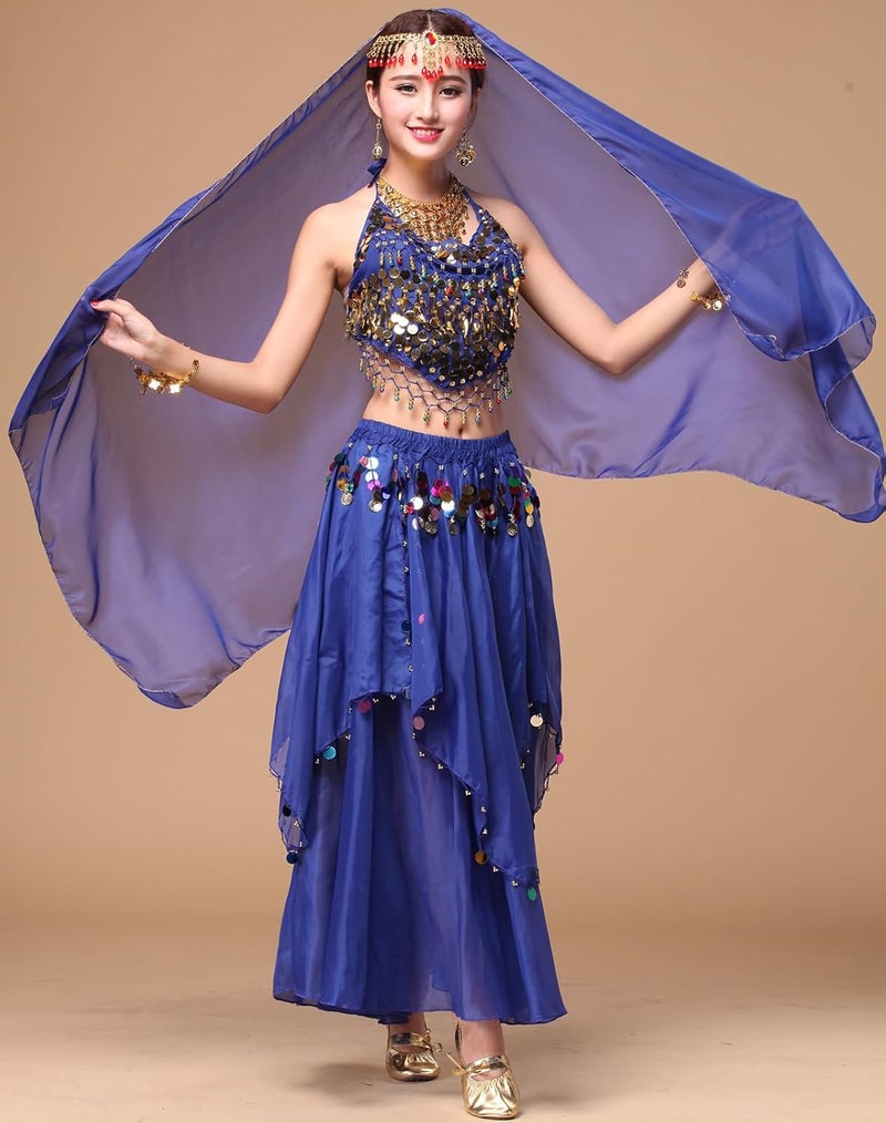 ORIDOOR Women's Belly Dance Dress Crop Sequin top Chiffon Dress Halloween Dress - Image 4
