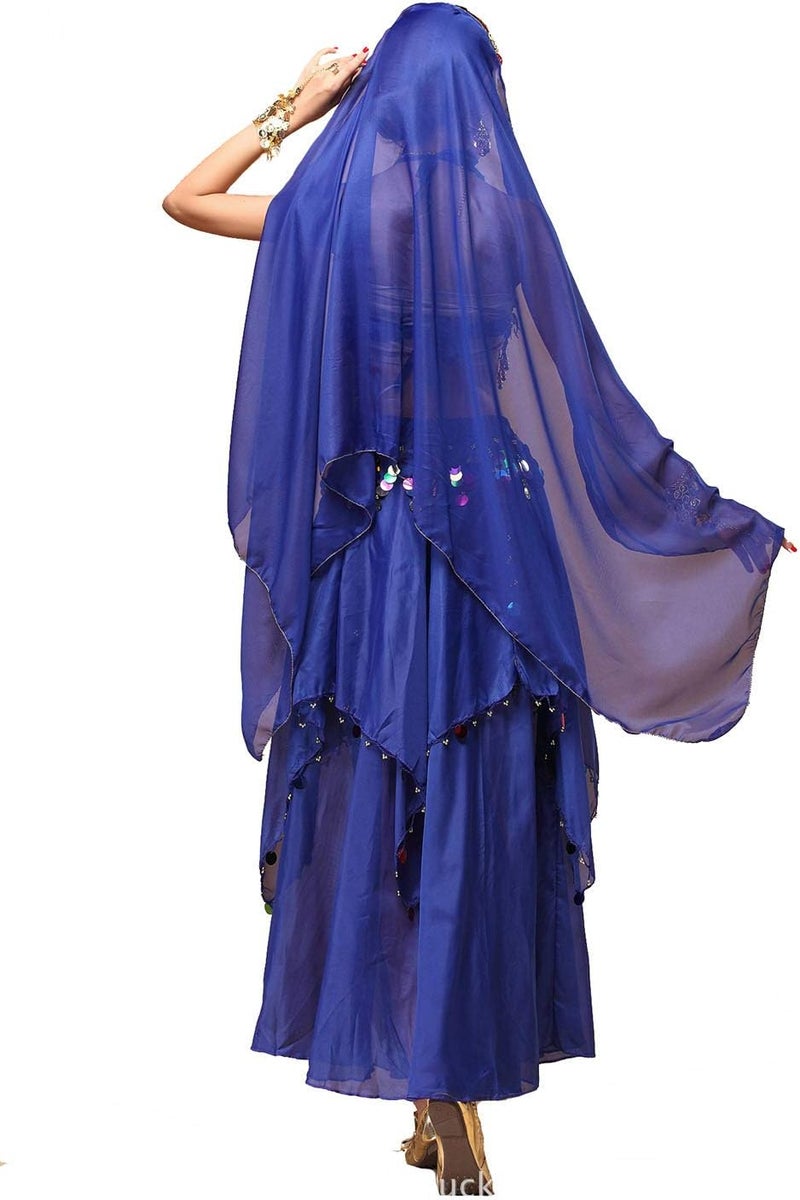 ORIDOOR Women's Belly Dance Dress Crop Sequin top Chiffon Dress Halloween Dress - Image 5