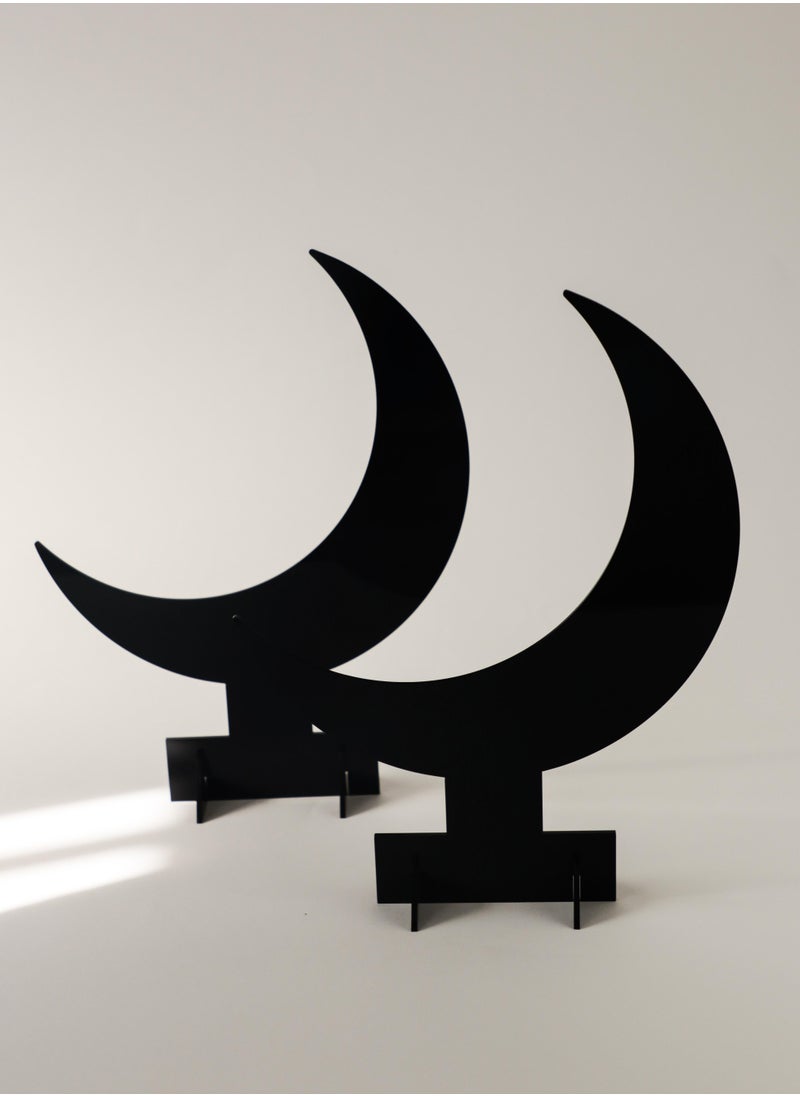 LOWHA - Set of 2 Acrylic Decor Stands in Ramadan Crescent Shape - Image 1