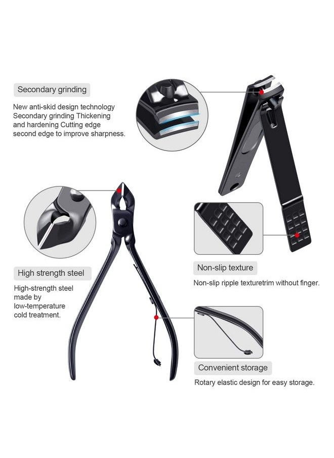 FIXBODY Manicure Pedicure Set Nail Clippers Toenail Clippers Kit Includes Cuticle Remover With Black Leather Travel Case Gift For Men And Women Set Of 15  - Image 4