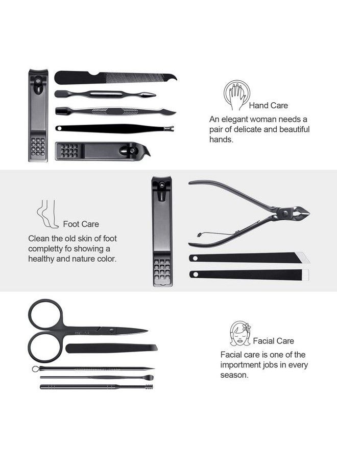 FIXBODY Manicure Pedicure Set Nail Clippers Toenail Clippers Kit Includes Cuticle Remover With Black Leather Travel Case Gift For Men And Women Set Of 15  - Image 5