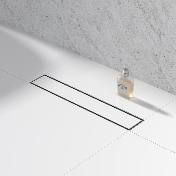 LINEAR SHOWER DRAIN 18 BRUSHED FLOOR DRAIN WITH TILED INSERT GRATE HAIR STRAINER 304 STAINLESS STEEL BATHROOM 2IN1 TILED IN DRAIN CUPC CERTIFIED BRUSHED 18