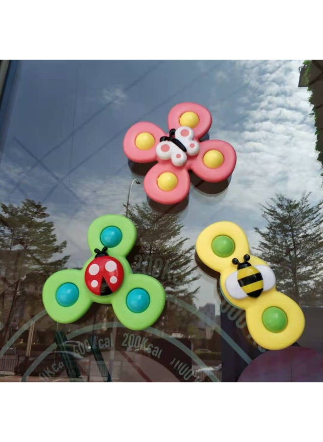 Generic - Fun Children's Insect Flower Suction Cup Toy Rotating Top Baby Bath Toy Spinning Ring Bell For Kids Bathroom Play-Color:[Upgrade-English Color Box] Sun Bee Bubble Music Turn Music (3-piece Set) 213g - Image 1