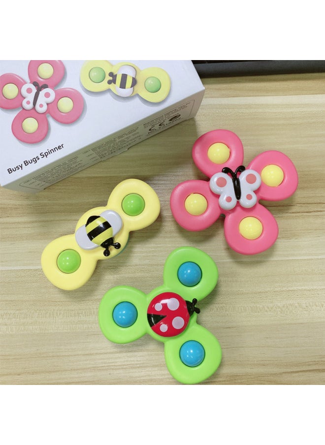Generic - Fun Children's Insect Flower Suction Cup Toy Rotating Top Baby Bath Toy Spinning Ring Bell For Kids Bathroom Play-Color:[Upgrade-English Color Box] Sun Bee Bubble Music Turn Music (3-piece Set) 213g - Image 1