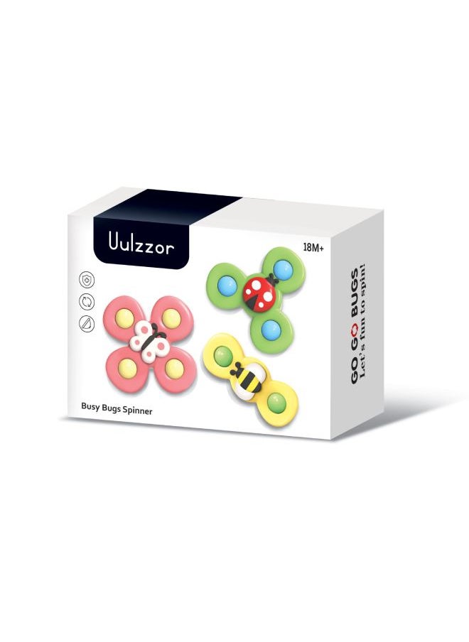 Generic - Fun Children's Insect Flower Suction Cup Toy Rotating Top Baby Bath Toy Spinning Ring Bell For Kids Bathroom Play-Color:[Upgrade-English Color Box] Sun Bee Bubble Music Turn Music (3-piece Set) 213g - Image 1