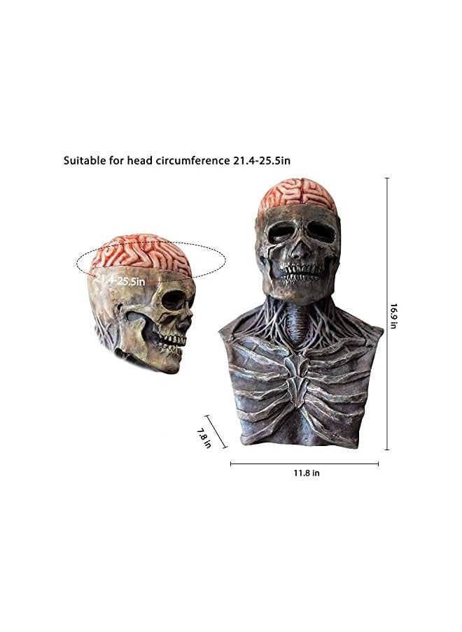 Full Head Skull Mask with Movable Jaw, Halloween Scary Mask, Head Realistic Latex Mask  - Image 2