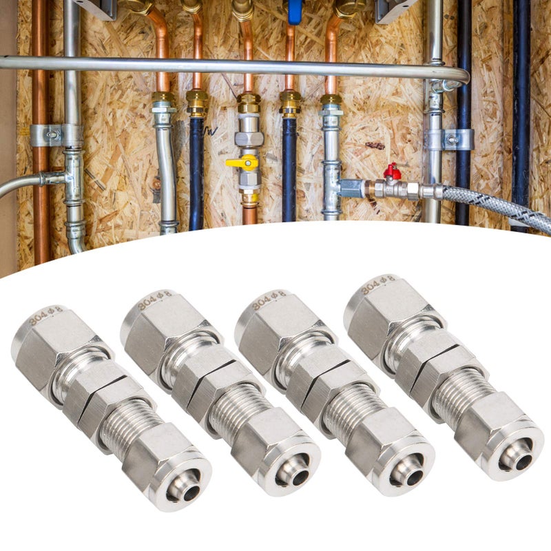 F10x8 4Pcs Stainless Steel Ferrule Compression Fittings High Pressure Tubing Reusable No Weld - Image 4
