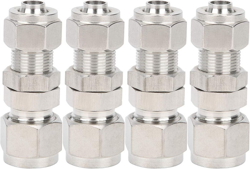 F10x8 4Pcs Stainless Steel Ferrule Compression Fittings High Pressure Tubing Reusable No Weld - Image 1