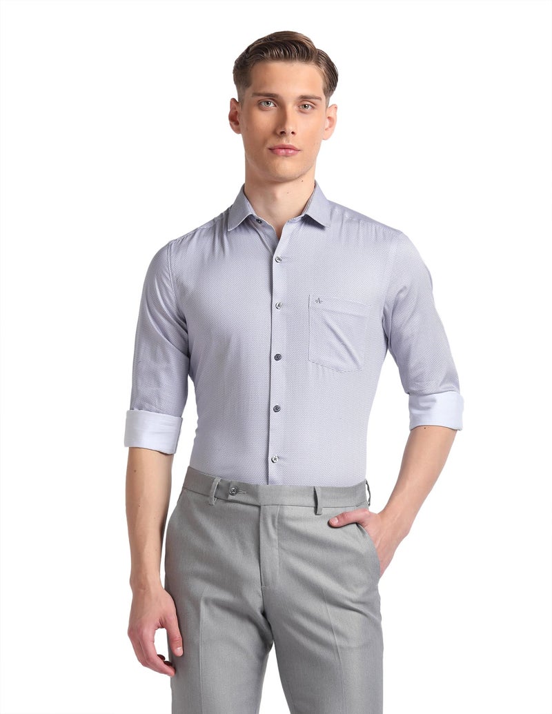 Arrow Men Slim fit Cotton Printed Long Sleeves Cutaway Collar Shirt(ARADOSH0834_Grey_40) - Image 1